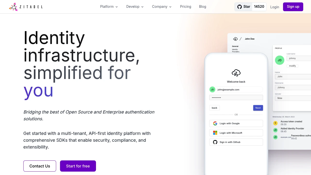 Zitadel product interface