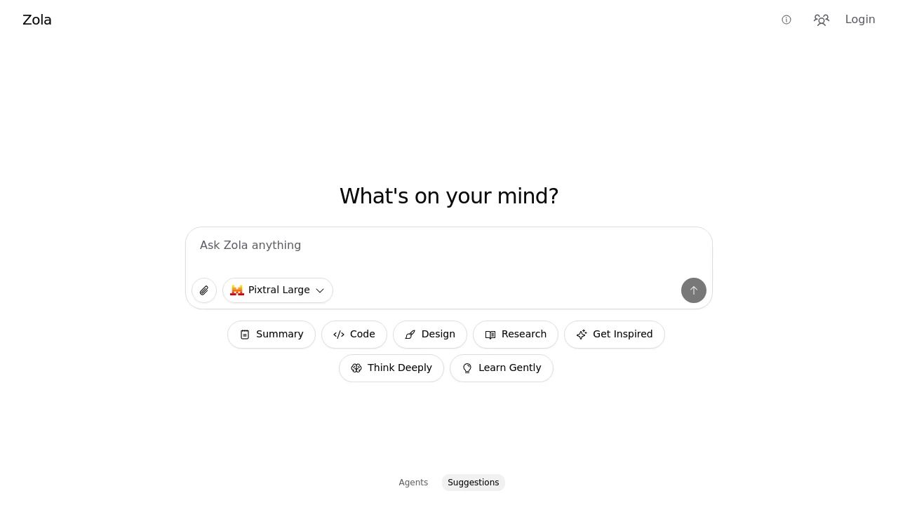 Zola product interface
